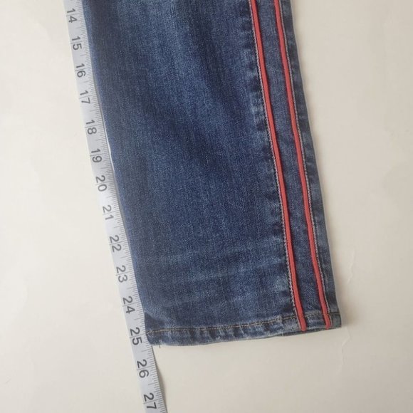 Hudson Zoeey High Rise Ankle Straight Jeans Red Stripes 26 - Picture 13 of 14